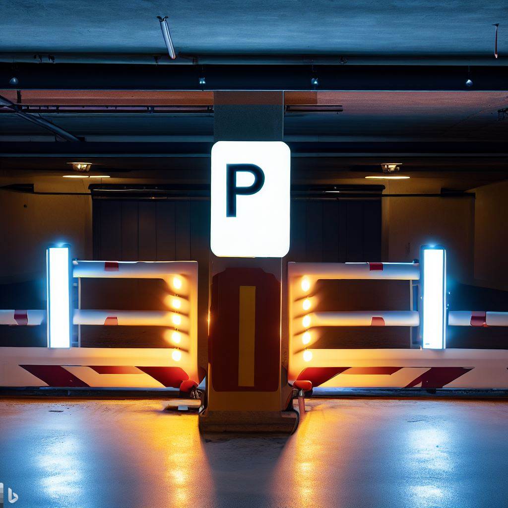 entrada de un parking iluminada
